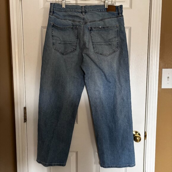 American Eagle AE Ex-Boyfriend High Rise Jeans Sz 10 Short Light Wash Strigid De - Picture 3 of 9